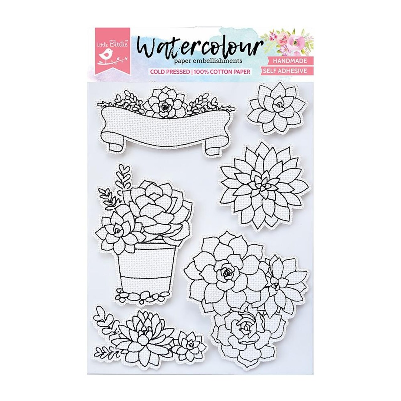 Paintable Watercolor Adhesive Embellishments from Little Birdie